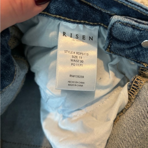 Two Tone High Rise Crossover Waist Straight Jeans - Picture 7 of 8